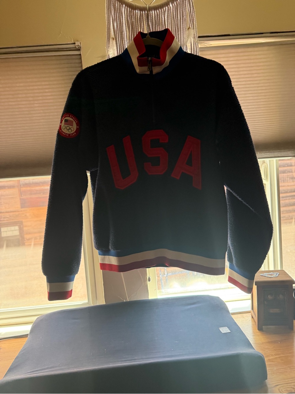 Polo by Ralph Lauren Navy USA Pullover Sweater with Red Lettering